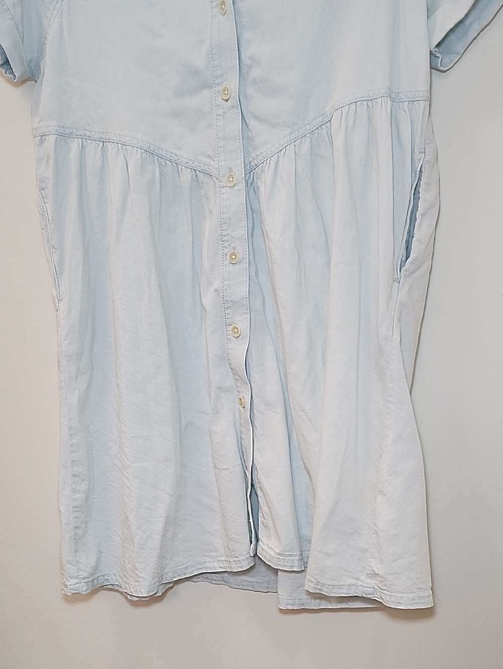 Pact Denim Chambray Shirt Dress 100% Organic Cotton Mini Button Down Size S - Picture 4 of 16